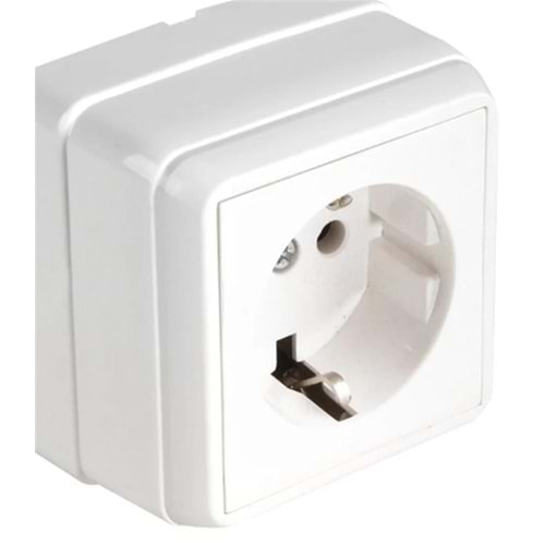 Mutlusan Bron Sıva Üstü Topraklı Priz Beyaz ( 2160 100 0201)