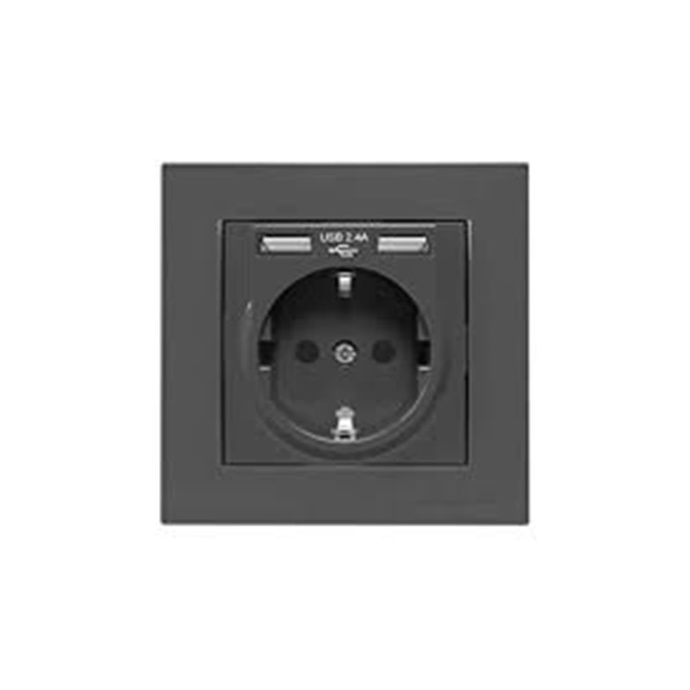 Mutlusan Tekli Şok Korumalı Siyah Priz (2220 629 0284) Sıva Üstü
