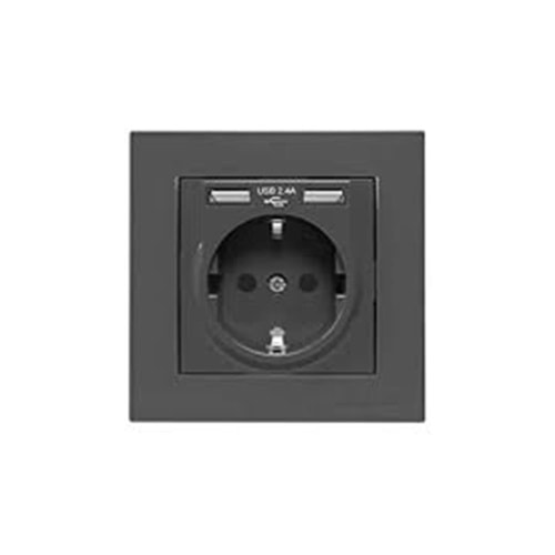 Mutlusan Tekli Şok Korumalı Siyah Priz (2220 629 0284) Sıva Üstü