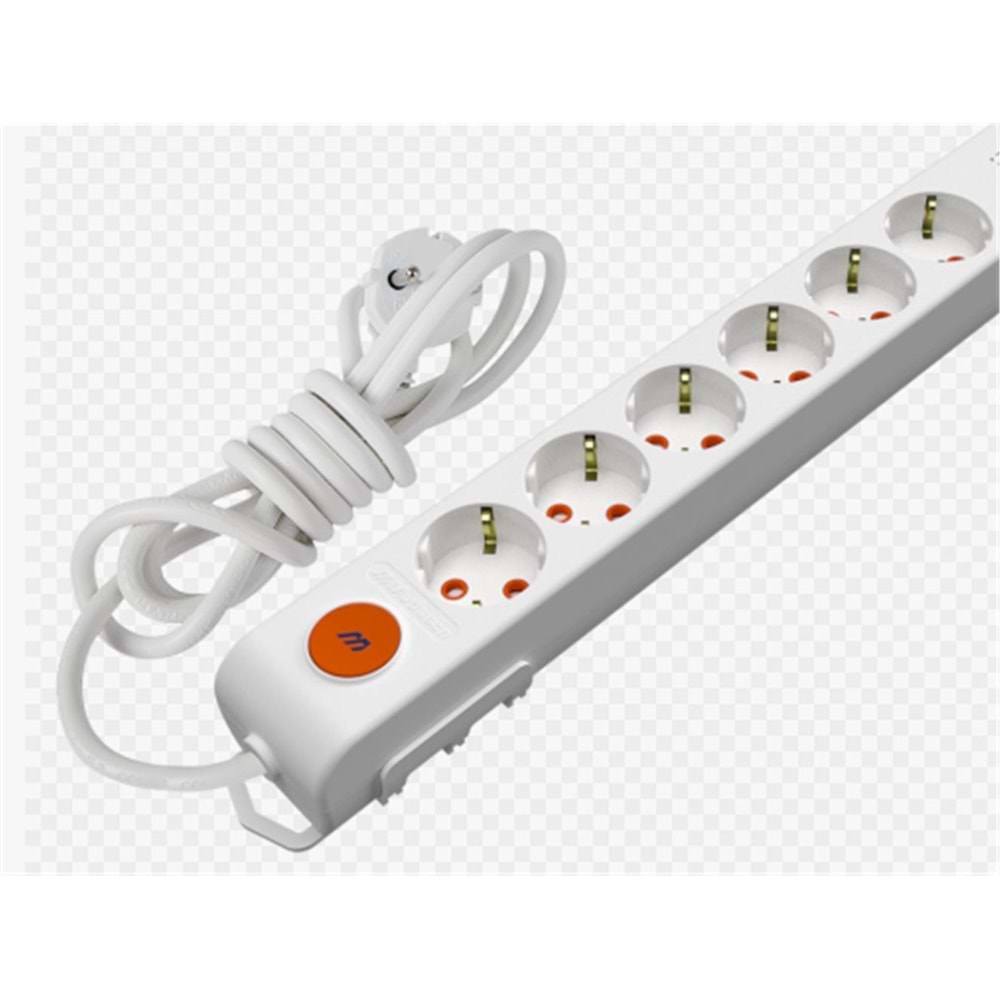 Mutlusan Rı-Tech 6lı 3mt Anahtarlı Topraklı Grup Priz (001 175 620002 03 00) 