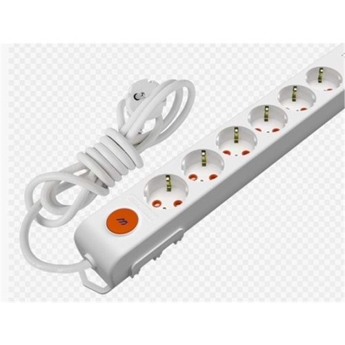 Mutlusan Rı-Tech 6lı 3mt Anahtarlı Topraklı Grup Priz (001 175 620002 03 00) 