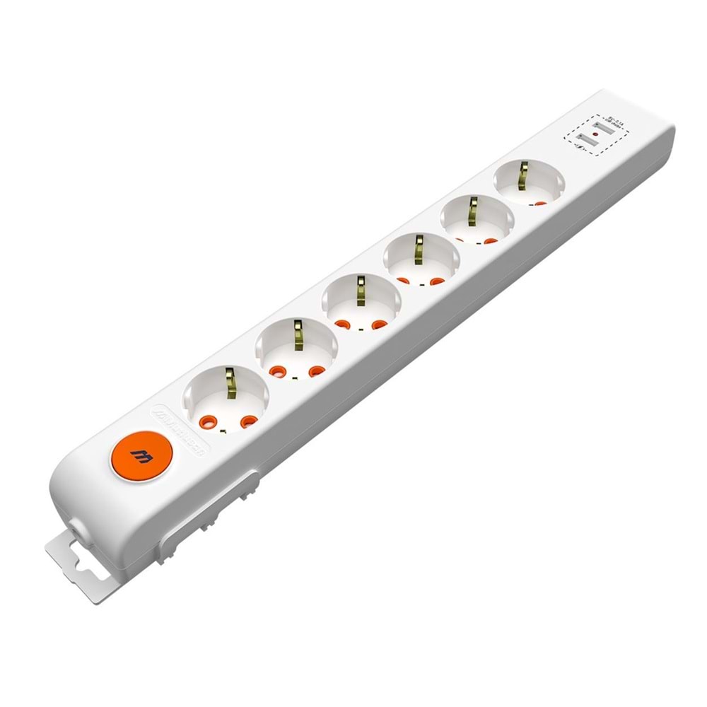 Mutlusan Rı-Tech 6lı Anahtarlı 2Usb Klemensli Topraklı Grup Priz (001 175 650001 00 00) 