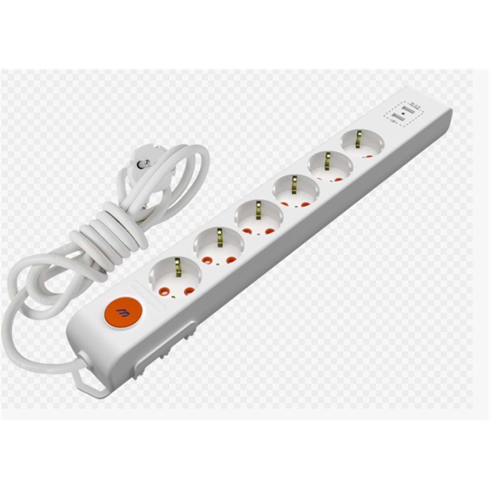 Mutlusan Rı-Tech 6lı 3mt Anahtarlı 2Usb Topraklı Grup Priz (001 175 650002 03 00) 