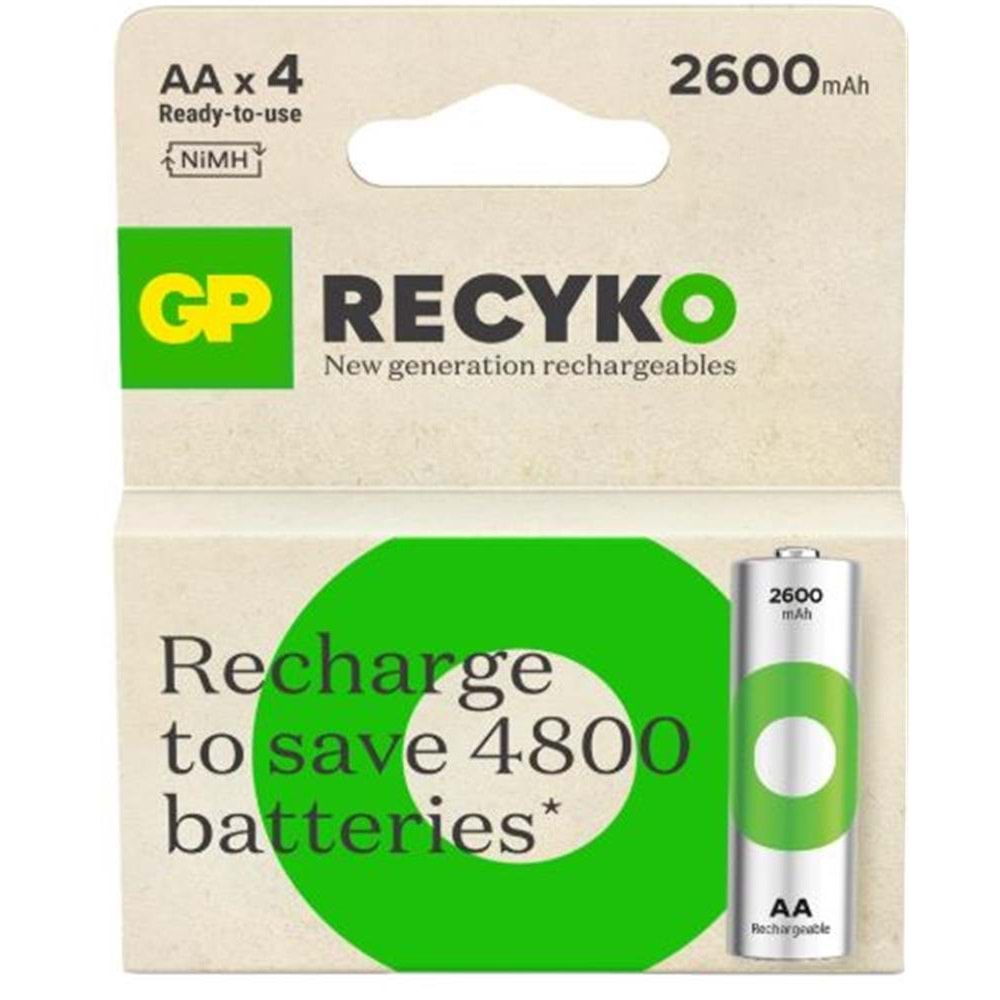 GP AA 2600 mAh Şarjlı Kalem Pil 4'lü Paket GP270AAHCEMTR