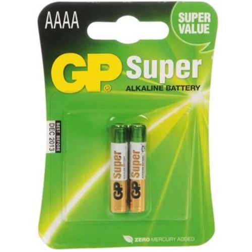GP AAAA 25A Alkalin İncenin İncesi Pil 2'li Paket GP25A-U2