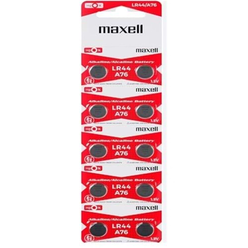 Maxell LR44 A76 AG13 Alkalin Düğme Pil 10'lu Paket 