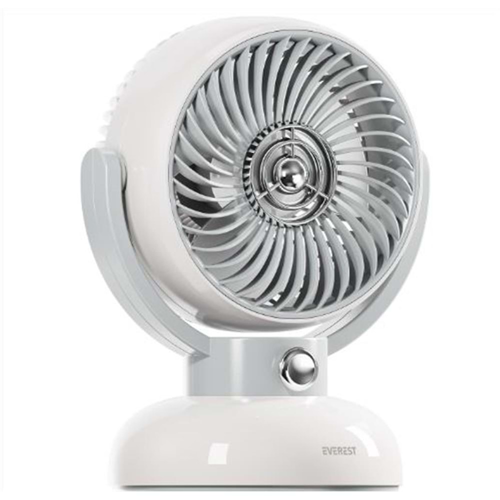Everest EFN12 Krem 1200mAh 3 Hız Kademe Led Işıklı Retro Masaüstü Usb Fan