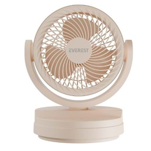 Everest EFN-509 Krem- Kahve 7 İnç 3 Kademeli 2100 RPM Hız Duvar Tıpı Ve Masaüstü Usb Fan