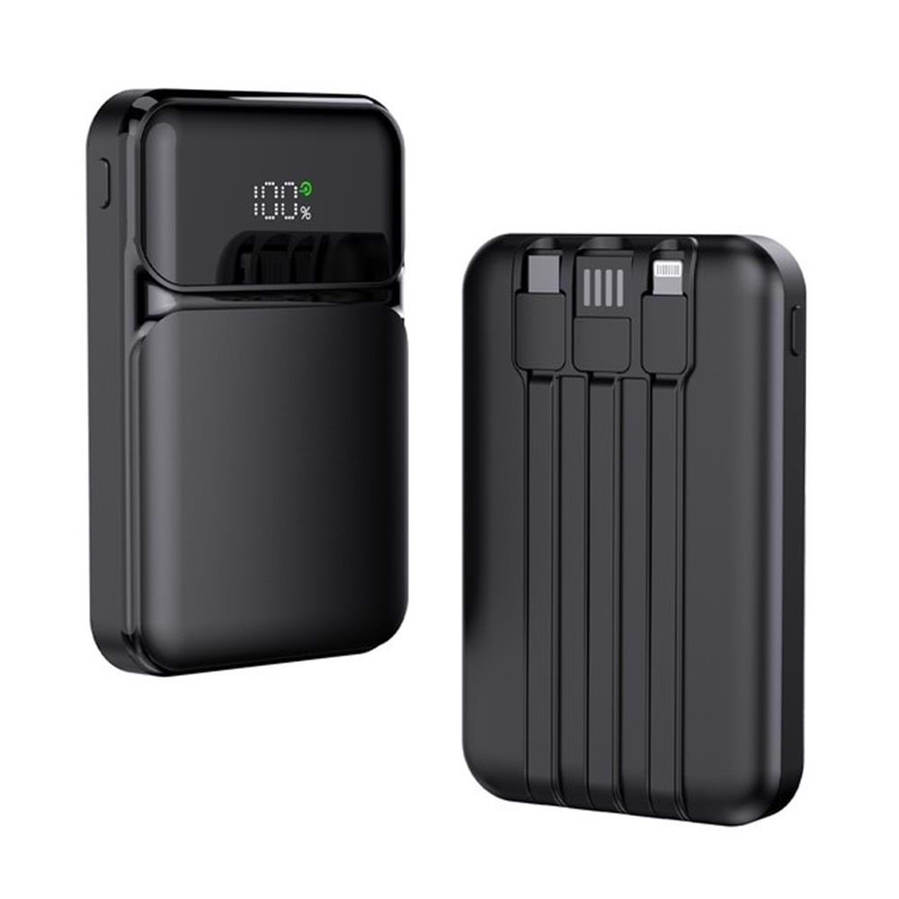 SnapMax SNP-3006 10.000 mah Hızlı Şarj LED Göstergeli 3in1 Dahili Kablolu Powerbank 