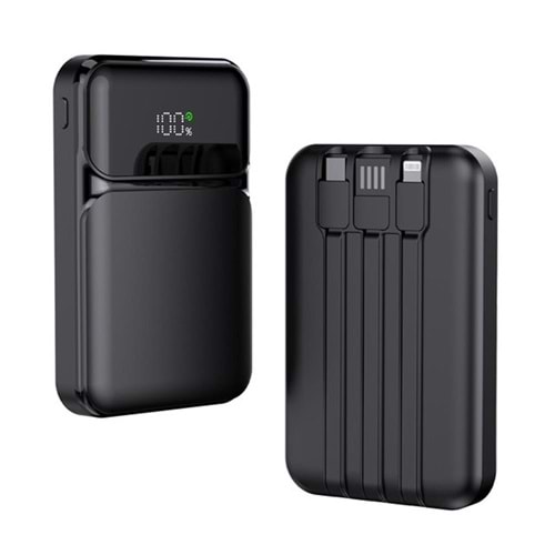 SnapMax SNP-3006 10.000 mah Hızlı Şarj LED Göstergeli 3in1 Dahili Kablolu Powerbank 