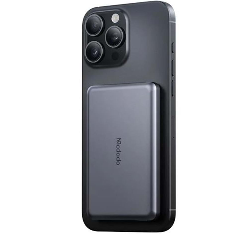 MCDODO MC-4641 20W 5000mAh Metal Ultra İnce Manyetik Kablosuz Power Bank Siyah