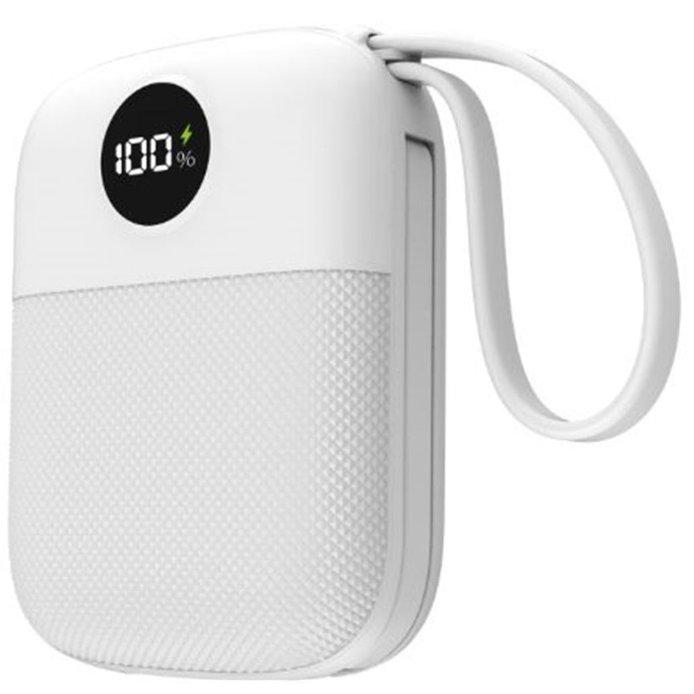 S-link MP110 10000mAh PD22.5W Type-C+Lightning Kablolu Beyaz Pil Şarj Cihazı Powerbank