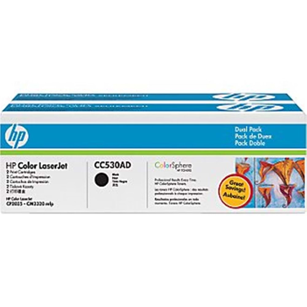 HP 304A Black Siyah Çiftli 3.500 Sayfa Toner CC530AD