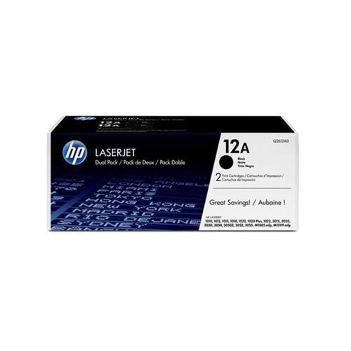 HP 12AD Black Siyah 2.000 Sayfa Çiftli Toner Q2612AF