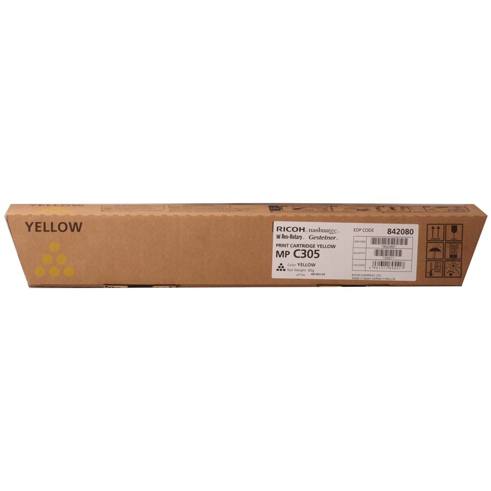 Ricoh MP C305 Yellow Sarı Orjinal Fotokopi Toneri MP C305SP-305SPF 4.000 Sayfa