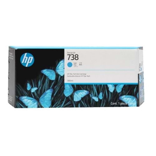 HP 738 Cyan Mavi 300ML Plotter Kartuşu 676M6A