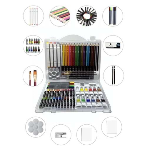 Valletta VLT1580 Tivoli 108li Plastik Saklama Kutulu Karışık Çizim Ve Boyama Seti 