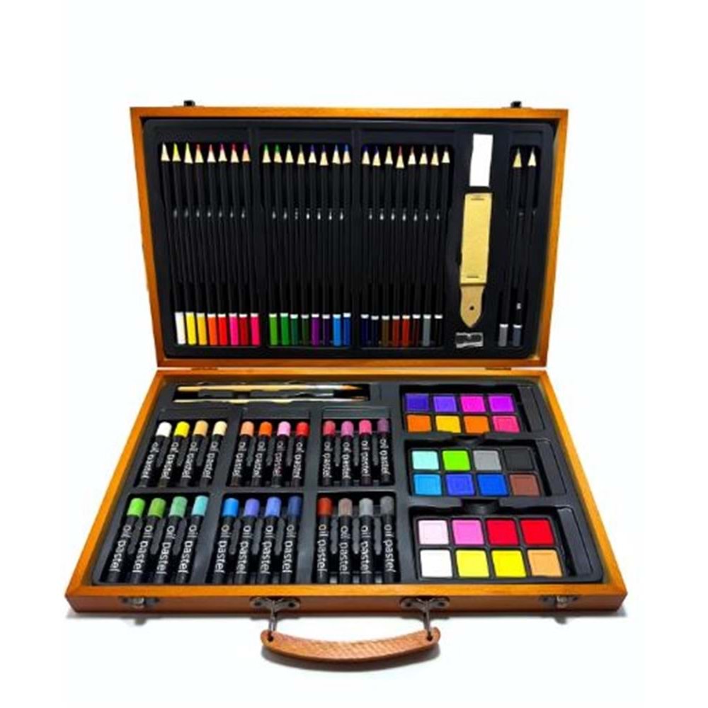 Valletta VLT1572 Monza 80li Ahşap Taşıma Çantalı Çizim Ve Boyama Başlangıç Seti 