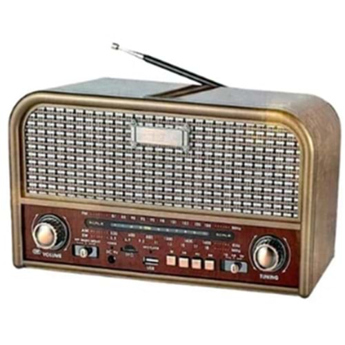 Everton RT-715 Bluetooth-USB-SD-FM Şarjlı Nostaljik Radyo Led Fener Özellikli