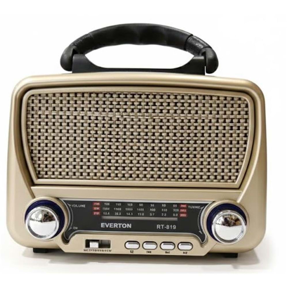 Everton Rt-819 (Solar Güneş Panelli) Bluetooth Fm-Usb-Tf Card-AUX Şarjlı Nostaljik Radyo El Feneri 