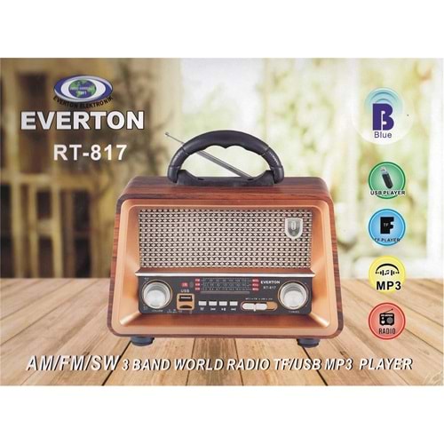 Everton Rt-817 Bluetooth Fm-Usb-Tf-Aux Şarjlı Nostaljik Radyo