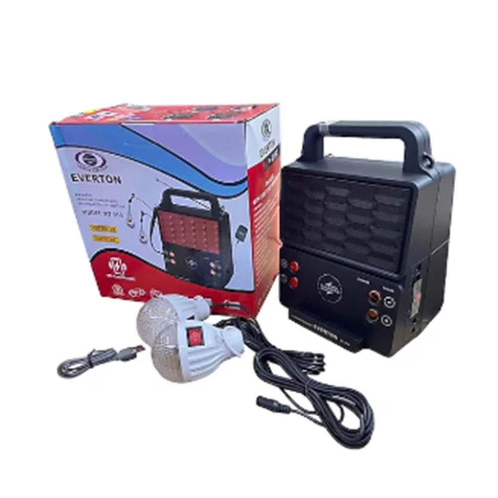 Everton Rt-913 -Usb-Tf Card -Mp3-Bluetooth-Mp3Güneş Enerjili Işıklı Radyo 2 Ampul Set