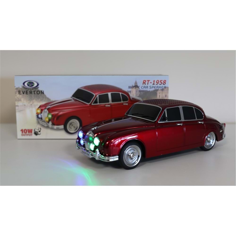 EVERTON RT-1958 Kırmızı Arabalı Bluetooth Fm-Usb-Tf-Aux Şarjlı Nostaljik Radyo