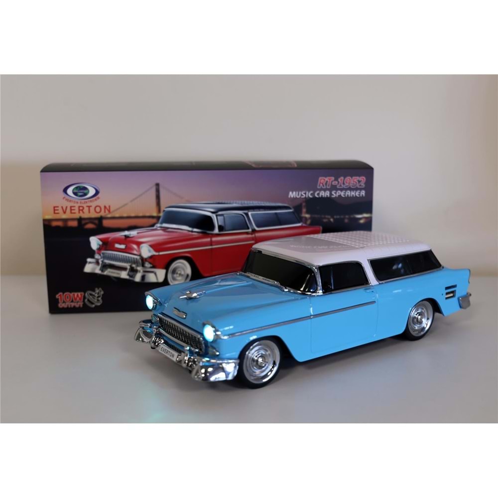 EVERTON RT-1952 Turkuaz Arabalı Bluetooth Fm-Usb-Tf-Aux Şarjlı Nostaljik Radyo