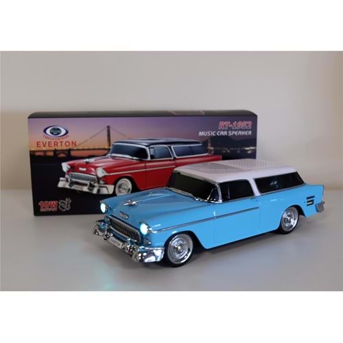 EVERTON RT-1952 Turkuaz Arabalı Bluetooth Fm-Usb-Tf-Aux Şarjlı Nostaljik Radyo