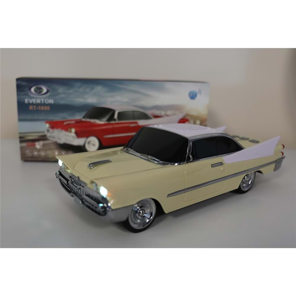 EVERTON RT-1950 Bej Arabalı Bluetooth Fm-Usb-Tf-Aux Şarjlı Nostaljik Radyo