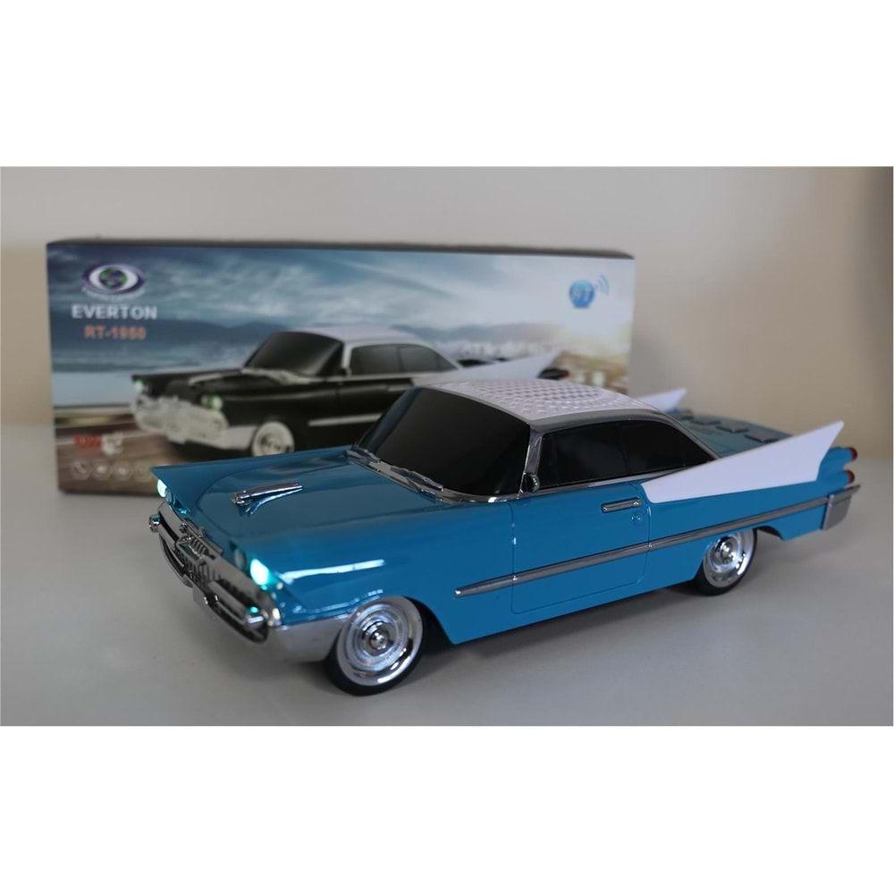 EVERTON RT-1950 Turkuaz Arabalı Bluetooth Fm-Usb-Tf-Aux Şarjlı Nostaljik Radyo