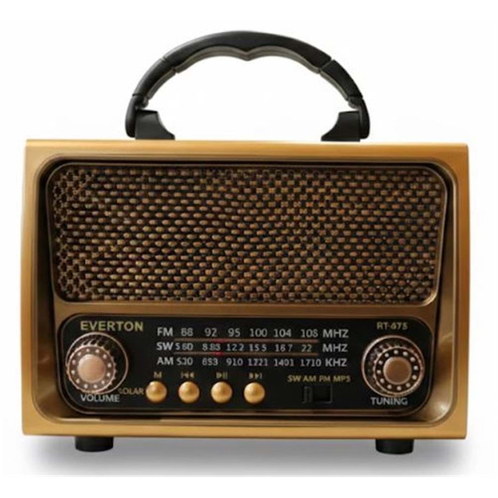 Everton Rt-675 Bluetooth Fm-Usb-Tf-Aux Şarjlı Solar Nostaljik Radyo
