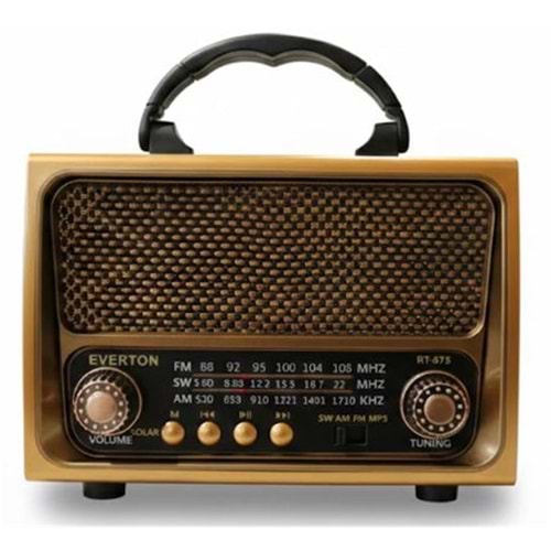 Everton Rt-675 Bluetooth Fm-Usb-Tf-Aux Şarjlı Solar Nostaljik Radyo