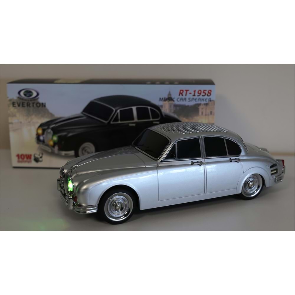 EVERTON RT-1958 Gümüş (Silver) Arabalı Bluetooth Fm-Usb-Tf-Aux Şarjlı Nostaljik Radyo
