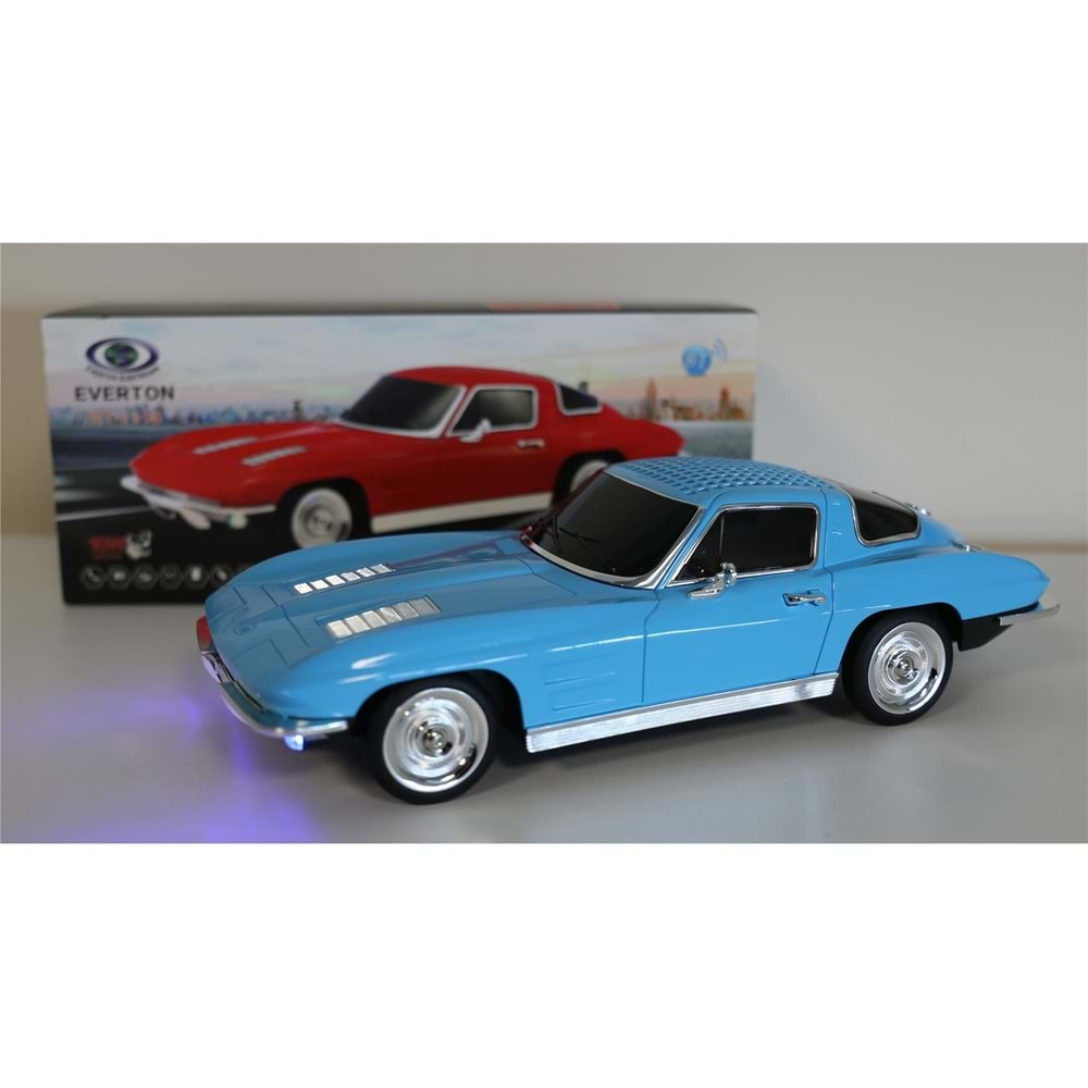 EVERTON RT-1956 Mavi (Blue) Arabalı Bluetooth Fm-Usb-Tf-Aux Şarjlı Nostaljik Radyo