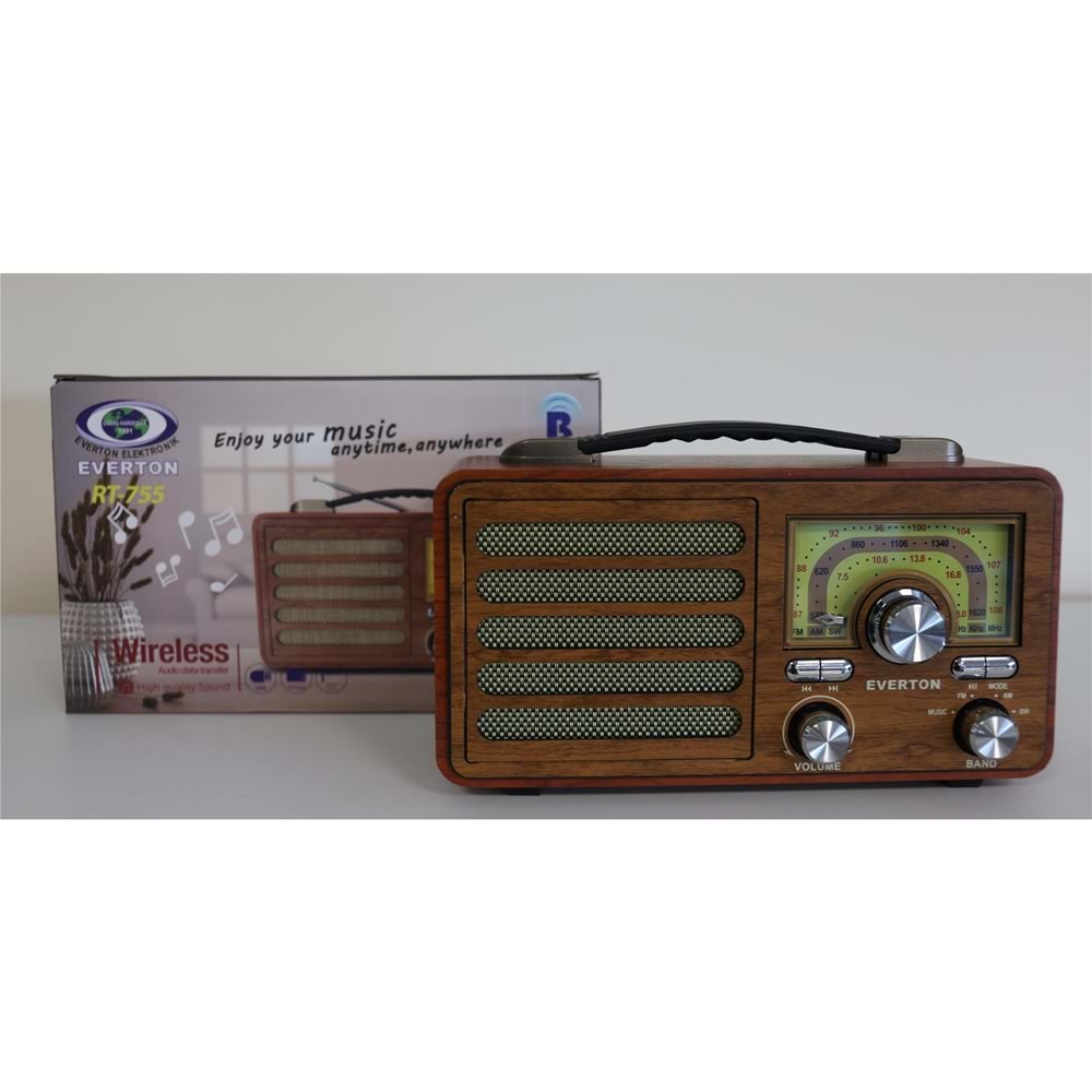 Everton Rt-755 Bluetooth Fm-Usb-Tf-Aux Şarjlı Nostaljik Radyo