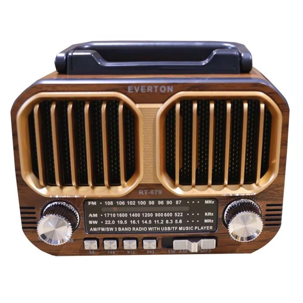 Everton RT-679 Bluetooth-USB-SD-FM Şarjlı Solarlı Nostaljik Radyo 