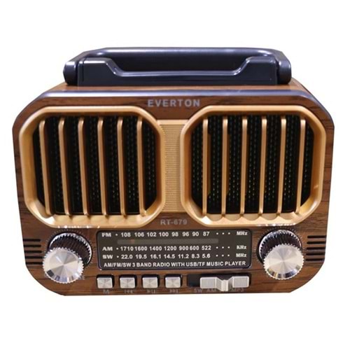 Everton RT-679 Bluetooth-USB-SD-FM Şarjlı Solarlı Nostaljik Radyo 