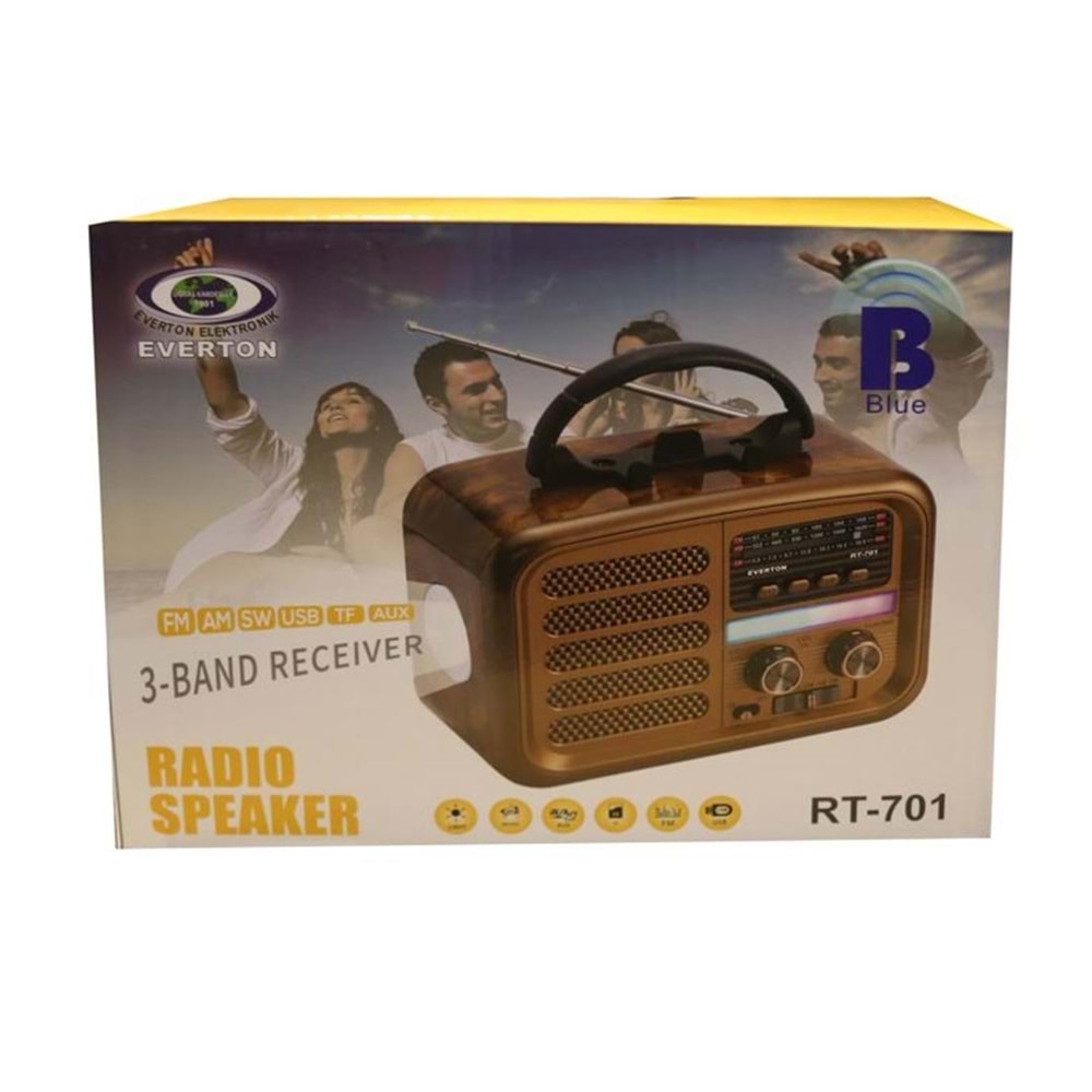 Everton RT-701 Fenerli ,Şarjlı Nostaljik Radyo ( Bluetooth-USB-SD-FM )