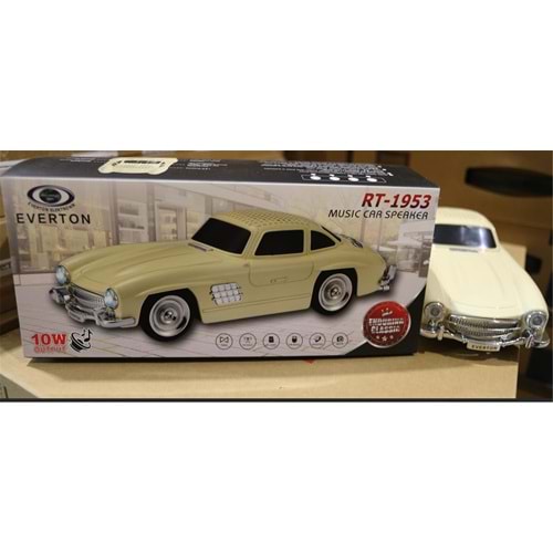EVERTON RT-1953 Bej Arabalı Bluetooth Fm-Usb-Tf-Aux Şarjlı Nostaljik Radyo