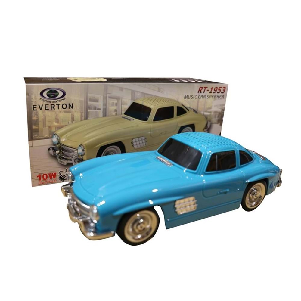 EVERTON RT-1953 Mavi (Blue) Arabalı Bluetooth Fm-Usb-Tf-Aux Şarjlı Nostaljik Radyo