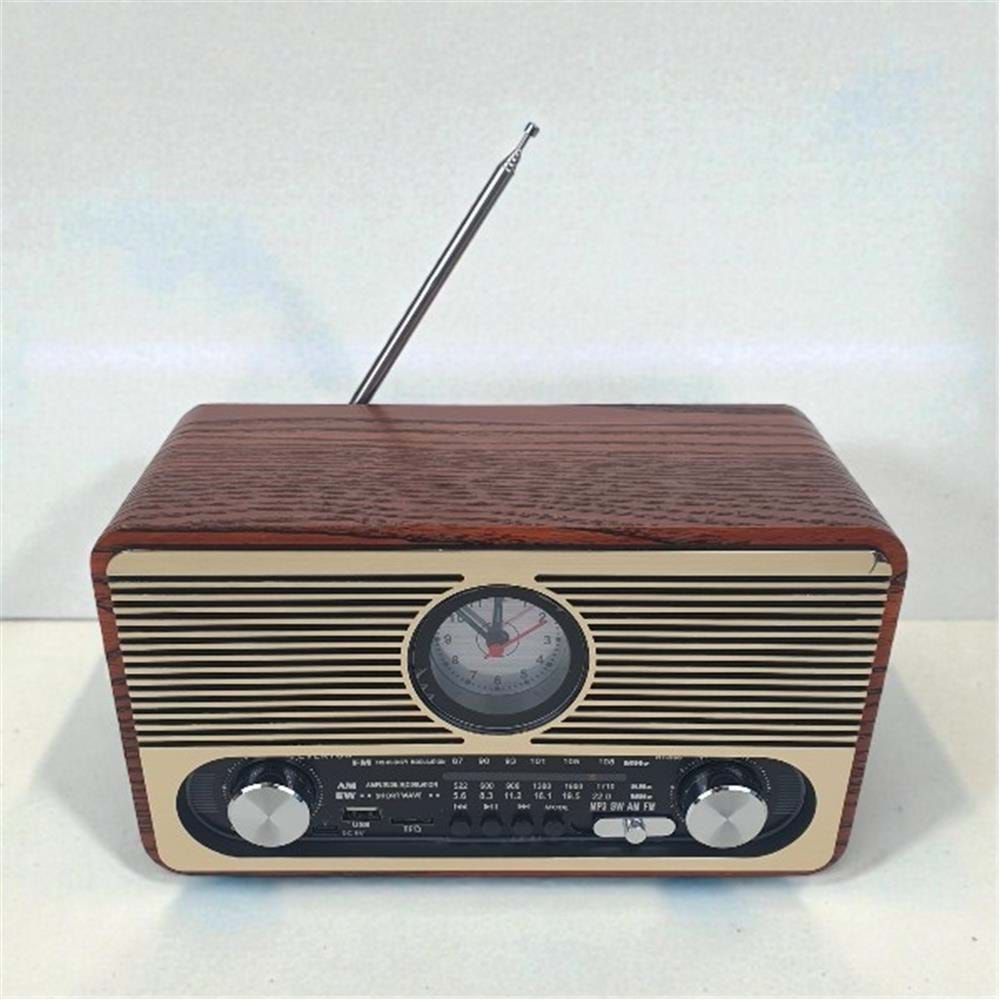 Everton RT-566 Bluetooth-USB-SD-FM Şarjlı Saatli Nostaljik Radyo 