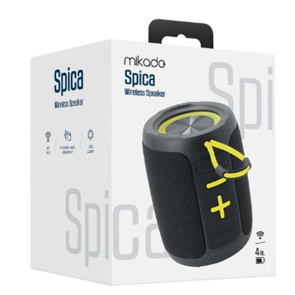 Mikado MD-60BT Spica Siyah 13W 1800mAh BT-TF-USB-ECO Led Işıklı Speaker