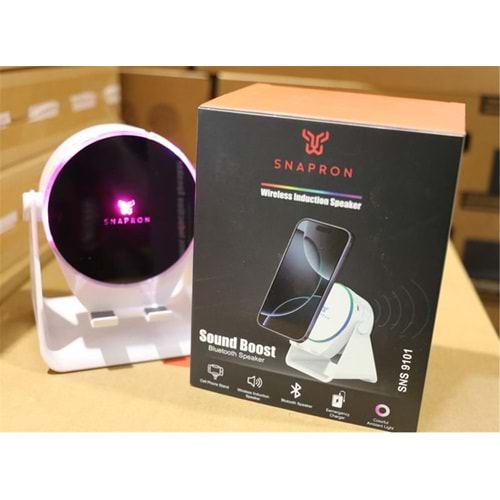 Snapron SNS-9101 Beyaz (İNDUCTİON Özellikli) RGB Bluetooth Speaker (Phone Stand-Ambient Light) 
