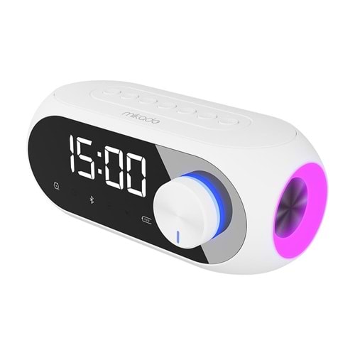 Mikado MD-W7 1200mAh 5W Beyaz Bluetooth-Aux-Derece-Usb-FM (RADYO) Alarmlı Saat Speaker Speaker