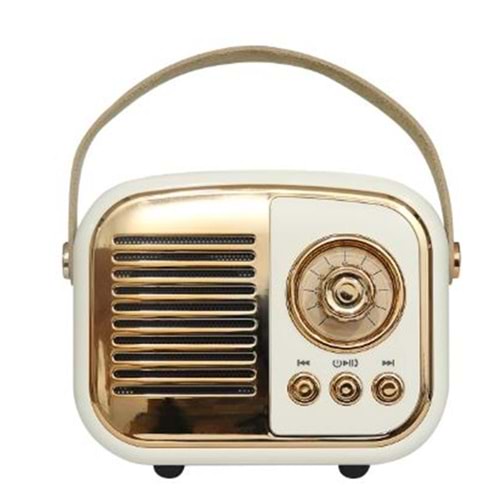 Mikado MD-24BT Echoes 3W 800mAh Beyaz Usb+TF Kart+Bluetooth Destekli Klasik Retro Müzik Kutusu