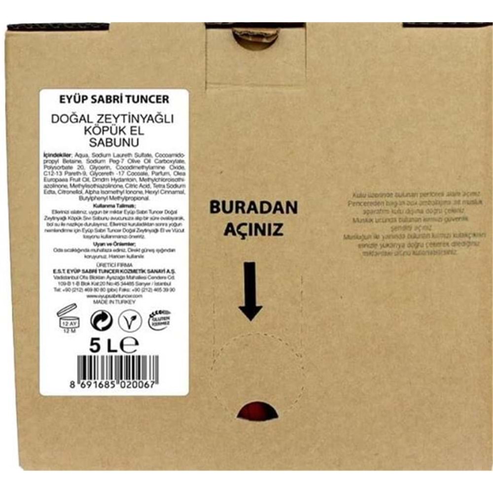 Eyüp Sabri Tuncer Zeytinyağlı Sabun 5lt Bag In Box Endüstriyel