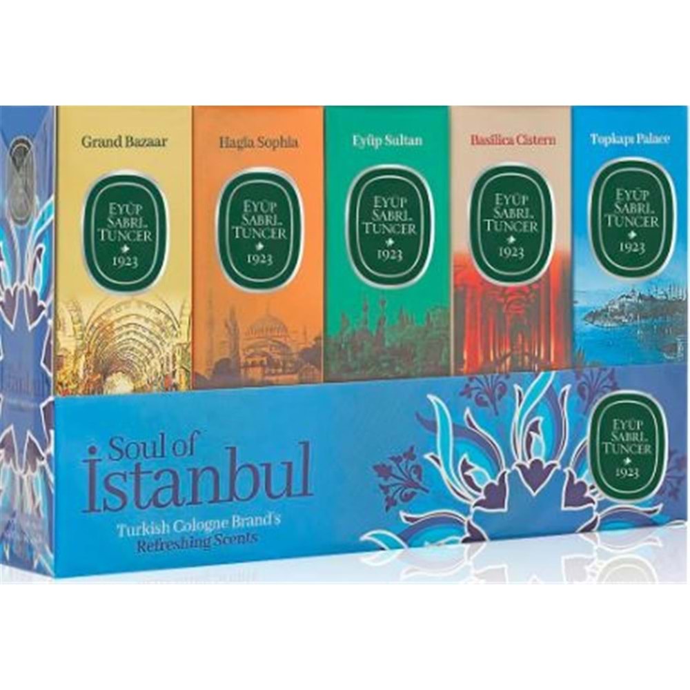 Eyüp Sabri Tuncer 16ml Silindir Cam Şişe Kolonya 5li Set Soul of İstanbul