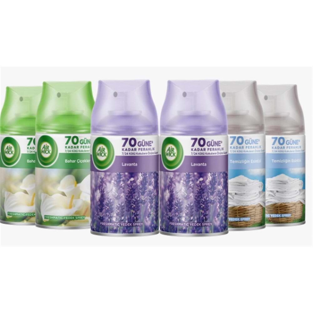 Airwick 250ml 6lı - Lavanta Oda Kokusu Sprey Makina Yedek Spreyi