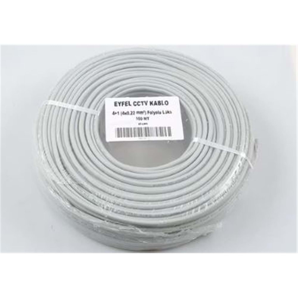 Eyfel EF-C400 4+1 2x0.22 (14x0.18 CCA) Folyolu 100M CCTV Kablo